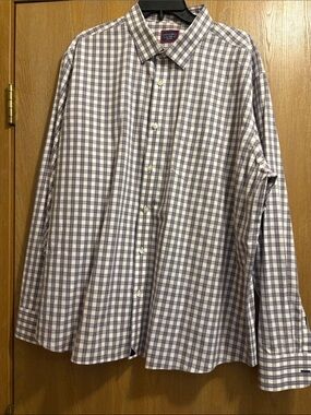 UNTUCKit Men’s White and Purple Plaid Button-Down Shirt